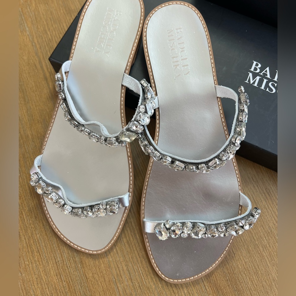 Badgley Mischka Rhinestone Slides - Picture 2 of 7